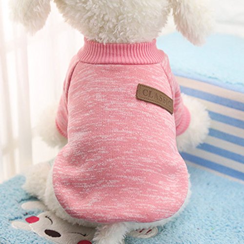 Idepet - Ropa para mascotas: jersey de forro polar para perros y gatos, L, Rosa