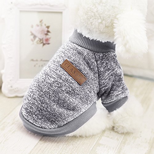 Idepet - Ropa para mascotas: jersey de forro polar para perros y gatos, XXL, Gris