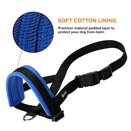 ILEPARK Bozal de Nylon para Perros Grandes Previene Mordidas, Ladridos y Que Mastiquen, Bozal Lazo Ajustable (XXL,Azul)