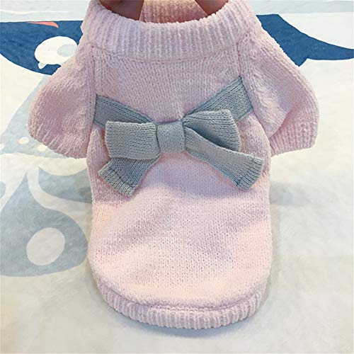 Invierno Ropa Perro Pequeño Chihuahua Yorkshire Color Sólido Bowknot Jersey para Mascota Cachorro niña