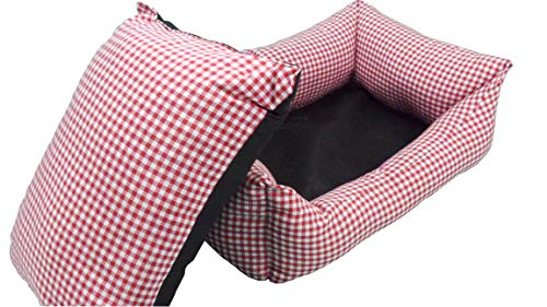 ION® Cama Cuna para Perro Y Gato Estampados Varios (Talla 3-60x50 cm, Vichy Rojo)