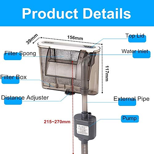 IUIIUI Filtro De Acuario, Externa Colgar Filtro - Bombas De Agua De La Cascada Fabricante De Oxígeno Aumentar La Bomba For Acuarios Accesorios 702