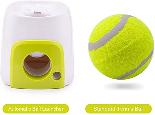 J & J Perro Bola Lanzador Lanzador, Juguetes para Perros Interactivo con 1 Pista de Perro Pelota de Tenis automático Bola Lanzador Lanzar Máquina para Puppy, Mascotas Entrenamiento de IQ