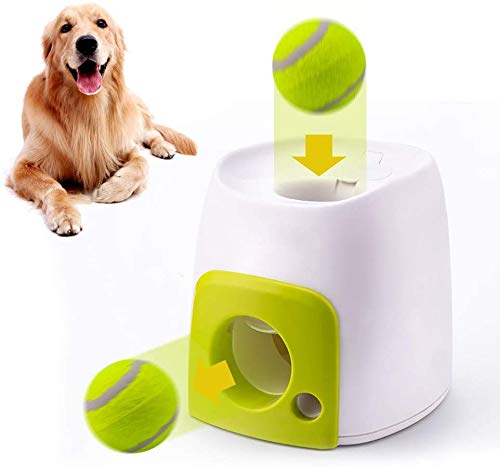 J & J Perro Bola Lanzador Lanzador, Juguetes para Perros Interactivo con 1 Pista de Perro Pelota de Tenis automático Bola Lanzador Lanzar Máquina para Puppy, Mascotas Entrenamiento de IQ