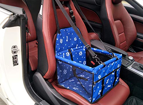 JanTeelGO Asiento del Coche de Seguridad para Mascotas Perro Gato, Funda para Coche Perros - Protector de Asiento de Coche para Mascota Perro Gato Asiento Cubierto Caja de Transporte (Blue-Footprint)