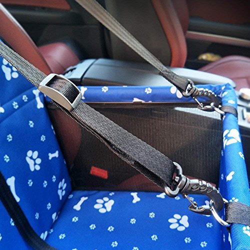 JanTeelGO Asiento del Coche de Seguridad para Mascotas Perro Gato, Funda para Coche Perros - Protector de Asiento de Coche para Mascota Perro Gato Asiento Cubierto Caja de Transporte (Blue-Footprint)