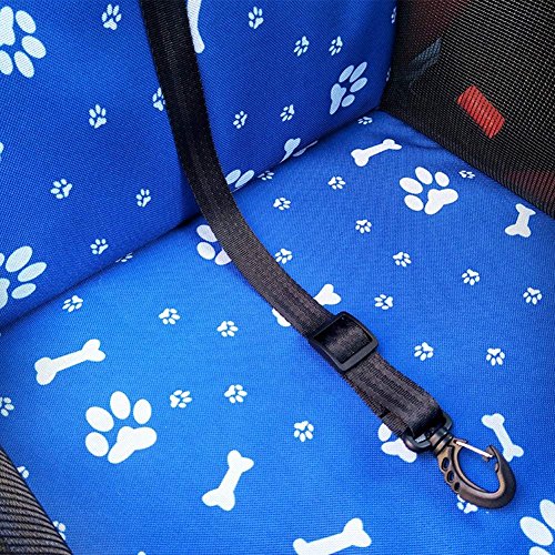 JanTeelGO Asiento del Coche de Seguridad para Mascotas Perro Gato, Funda para Coche Perros - Protector de Asiento de Coche para Mascota Perro Gato Asiento Cubierto Caja de Transporte (Blue-Footprint)