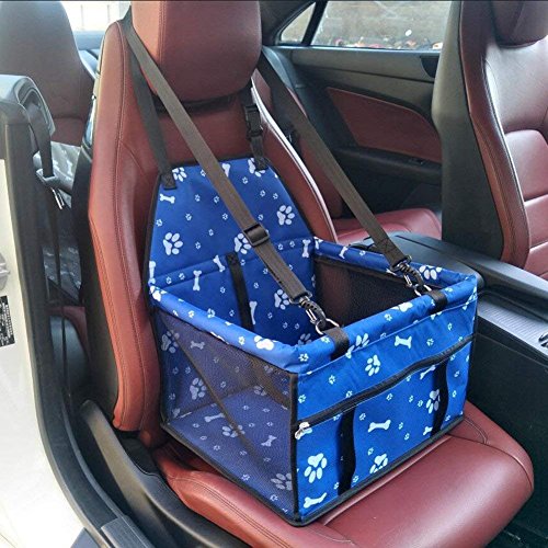 JanTeelGO Asiento del Coche de Seguridad para Mascotas Perro Gato, Funda para Coche Perros - Protector de Asiento de Coche para Mascota Perro Gato Asiento Cubierto Caja de Transporte (Blue-Footprint)