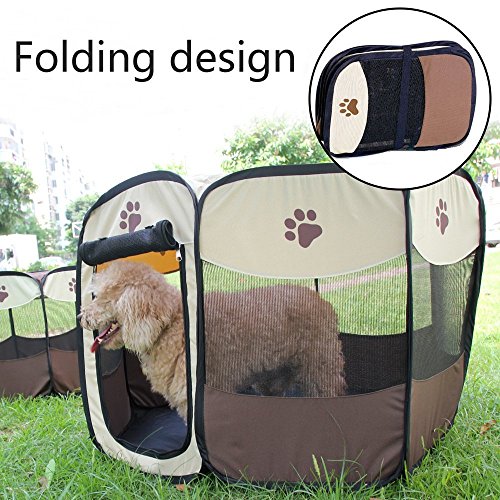 Jaula estilo parque para mascotas de Meiying, ideal para perros y gatos, portátil, plegable, caseta de ejercicio, para uso en interiores y exteriores