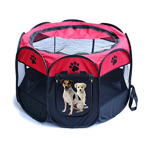 Jaula estilo parque para mascotas de Meiying, ideal para perros y gatos, portátil, plegable, caseta de ejercicio, para uso en interiores y exteriores