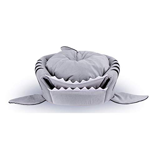 JEELINBORE Práctica Casa de Mascotas Ronda Tiburón Cama para Perros y Gatos (Gris, XS: 30 * 28cm)