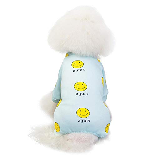 jiwenhua Ropa de Mascota Anual otoño Invierno Nuevo Traje de Mascota Teddy Perro Gruesa, 19 páginas Gruesas de Cuatro Patas, una Sonrisa Azul, M.