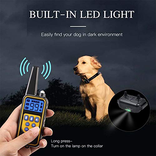 JJOBS Collar de Adiestramiento para Perros Sin Descargas Eléctricas con Rango de 800 Metros, Funciones Vibración, Sonido y Luz LED, Impermeable y Recargable (3 Perros)