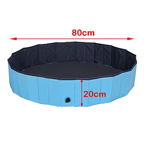 JJOBS Piscina para Perro Bañera Plegable para Perros Gatos Mascotas, Natacion al Aire Libre, Material de PVC-Azul (S: 80 * 20cm)