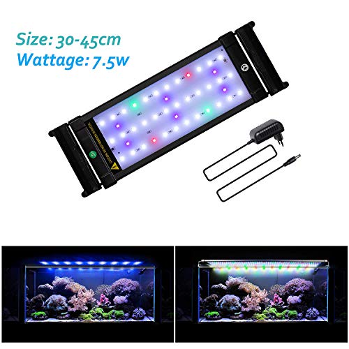 JOYHILL Luz LED Acuario, Pantalla LED Acuario, Iluminación LED para Acuarios Plantados Lámpara LED para Peceras 30-50cm