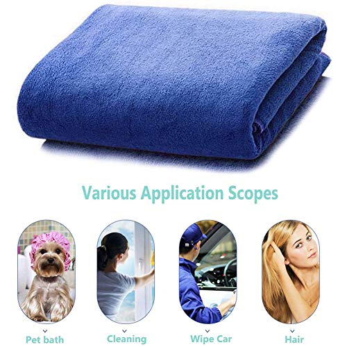 JUANstore Animal Súper Absorbente De Toallas, De Secado Rápido Suaves Y Absorbentes Perro Microfibra, Toalla Grande De Secado para El Perro, Gato, Animal Doméstico 160 X 60 Cm,Azul