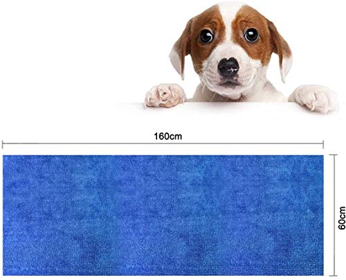 JUANstore Animal Súper Absorbente De Toallas, De Secado Rápido Suaves Y Absorbentes Perro Microfibra, Toalla Grande De Secado para El Perro, Gato, Animal Doméstico 160 X 60 Cm,Azul