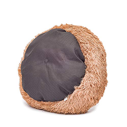 JUANstore Cama del Animal Doméstico, Cama del Perro, Buñuelo, Redondo, Cama De Gato, Perro Almohada, Sofá Perro para Gatos, Perros, Monocromo Macarrón Felpa Nido para Dormir,Marrón,55cm