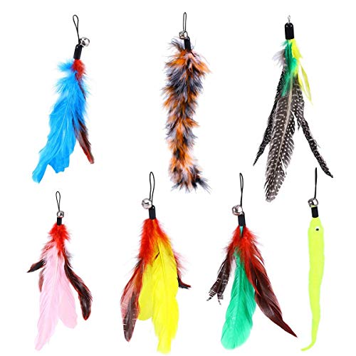 Juguete de la Pluma del Gato,8 Piezas Juguete Interactivo de Gato de Plumas Surtido Vara de 1 Varita retráctil de con Plumas de 7 Plumas colector Gato Gato - presentador Ejercicio Gatito y Gato