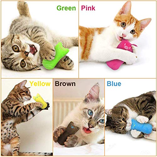 Juguete Felpa Catnip, 5 Piezas Juguetes para Gatos, Juguetes del Catnip, Gato Interactivo Juguete Limpieza de Dientes de Gato, Almohada Creativa Scratch Pet Catnip Dientes molienda Chew Toys (1-2)