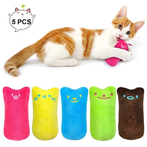 Juguete Felpa Catnip, 5 Piezas Juguetes para Gatos, Juguetes del Catnip, Gato Interactivo Juguete Limpieza de Dientes de Gato, Almohada Creativa Scratch Pet Catnip Dientes molienda Chew Toys (1-2)