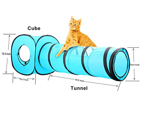 Juguete para Gatos All For Pawise con Forma de túnel y Cubo de Gato Plegable para Interiores y Exteriores