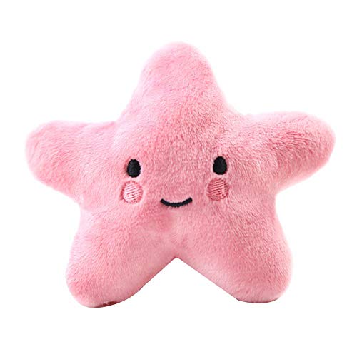 Juguetes de Peluche para Mascotas, Lindo Juguete de descompresión de Gato y Perro de Dibujos Animados de Estrella Rosa de Cinco Puntas, Adecuado para Perros jóvenes y Gatitos