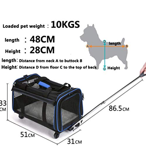 Kays Silla de Ruedas para Perros Ajustable Rueda Plegable for Mascotas, Soporte for Mascotas, Cochecito for Mascotas diseñado for Perros, Gatos, diseño de Rueda de Silencio giratoria de 360 ​​° (46