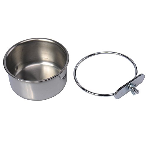 Keersi Cuenco Colgante de Acero Inoxidable para pájaros y Comida, Plato de Agua para Semillas, para Loro, Macaw Africano y Gris, periquitos, cacatúas, Cono, pájaros y Jaula de pigeón