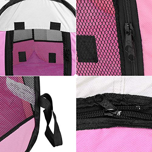 KEESIN Tienda de Campaña Plegable para Mascotas con 8 Paneles de Malla, para Perro, Gato, Conejo ,73*73*43cm Rosa