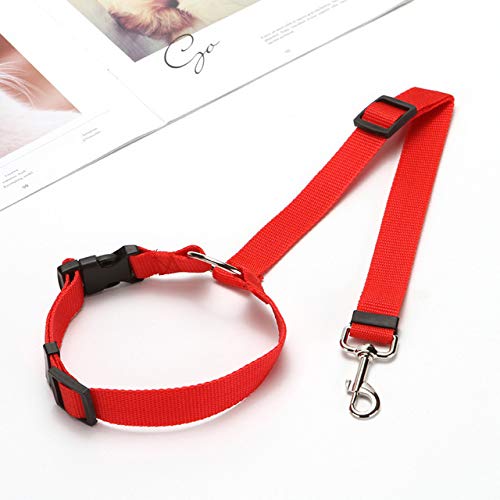 KGCA Cinturón De Seguridad Ajustable De Nylon Duradero para Perros Cómodo Reposacabezas para Automóvil Diseño De Sujeción Cinturones De Seguridad para Vehículos Correa para Mascotas Rojo