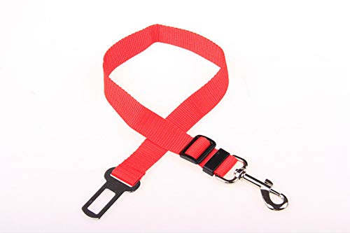 KGCA Perro Gato Seguridad Asiento Cinturón Correa Mascota Coche Reposacabezas Restricción Tela De Nylon Ajustable Restricciones para Perros Vehículo Cinturón De Seguridad Arnés para Cachorros Rojo