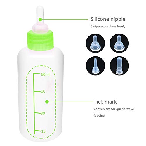 Kit de Biberón Botella Para Cachorro de Gato Biberón Botella Para Cachorro Biberón Para Mascotas Botella Para Animales Juego de Biberones Para Mascotas de 60 ml Para Mascotas Jóvenes 2 piezas