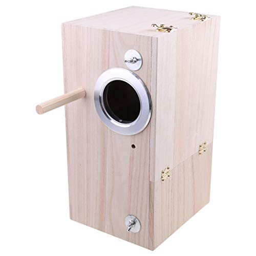 KJ-KUIJHFF Casa para pájaros de madera, caja de cría de pájaros, caja de apareamiento para periquitos, con ventana transparente para cacatúas, canarios, loros, jaula de pájaros, XL