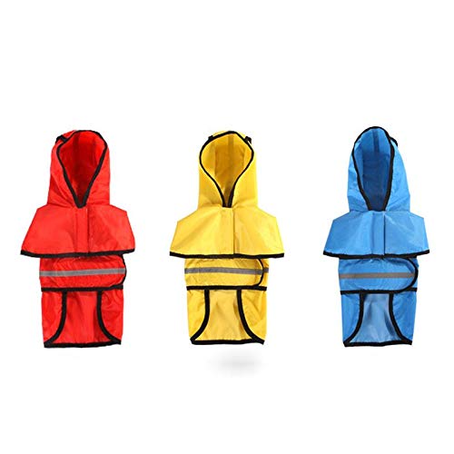 KTENME - Poncho Impermeable Ligero para Mascotas con Tira Reflectante, para Perros pequeños, medianos y Grandes (XXL, Amarillo)