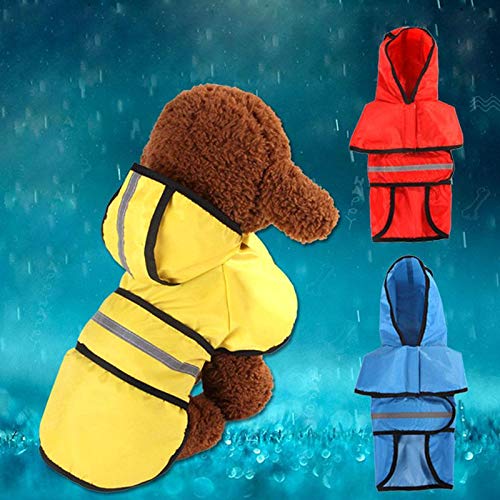 KTENME - Poncho Impermeable Ligero para Mascotas con Tira Reflectante, para Perros pequeños, medianos y Grandes (XXL, Amarillo)