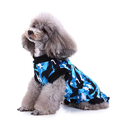 KTENME - Traje quirúrgico de esterilización para Perros, Ropa postoperatoria, cómoda esterilización para Mascotas, Suministros de recuperación de Salud (Camuflaje Azul, XS)