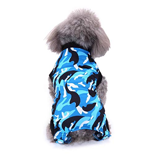 KTENME - Traje quirúrgico de esterilización para Perros, Ropa postoperatoria, cómoda esterilización para Mascotas, Suministros de recuperación de Salud (Camuflaje Azul, XS)