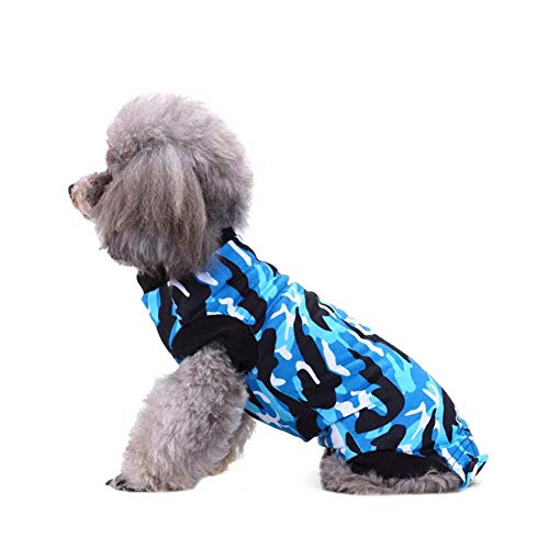 KTENME - Traje quirúrgico de esterilización para Perros, Ropa postoperatoria, cómoda esterilización para Mascotas, Suministros de recuperación de Salud (Camuflaje Azul, XS)