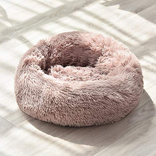 KTUCN Cama para Perros súper Suave, Saco de Dormir Lavable para Perrera, Camas de la casa de la Cesta del sofá, Gris Pardo, L Diameter 70cm