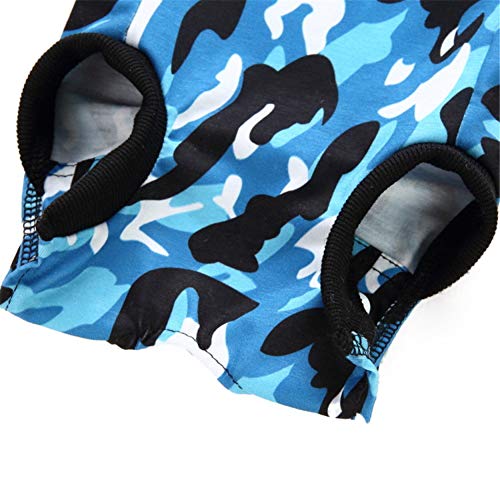 KunLS Camisetas para Perros Traje De Recuperación para Gatos Perro médico Chaleco Perro bebé Crece después de la cirugía Abrigos de Gato para Mascotas Camouflage-Blue,XS