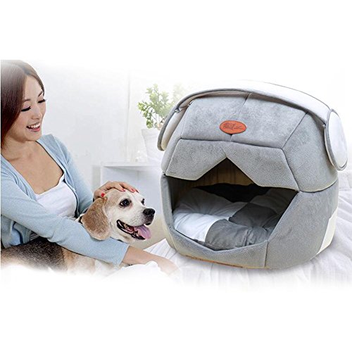 Kuuboo - Cama de Perro o Gato de Felpa Suave, casa cómoda Lavable, extraíble, Plegable para Las Cuatro Estaciones. Saco de Dormir, Nido, Cueva para papillón, Pomeranian, Teddy, guimba, Mini Perro