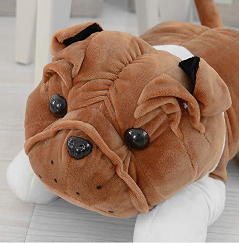 LAARNT Peluche para Perro Sharpei de simulación de 25 cm, Figura de Perro acostado Suave y Lindo marrón Claro