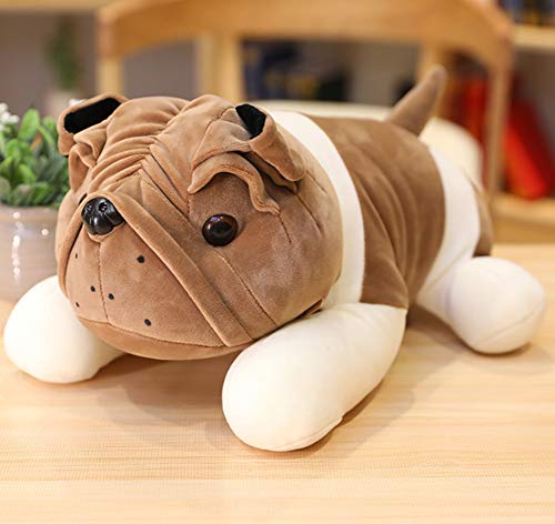 LAARNT Peluche para Perro Sharpei de simulación de 25 cm, Figura de Perro acostado Suave y Lindo marrón Claro