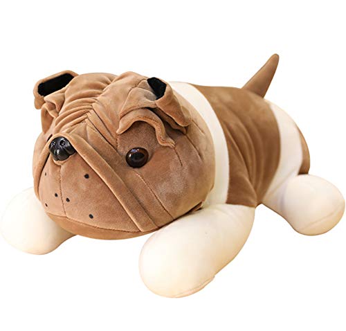 LAARNT Peluche para Perro Sharpei de simulación de 25 cm, Figura de Perro acostado Suave y Lindo marrón Claro