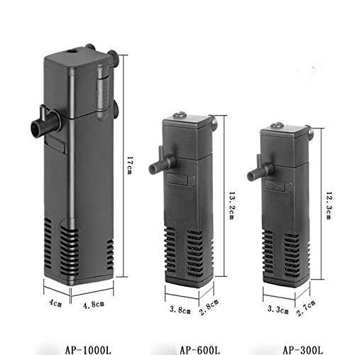 Lanyifang Ap 300-1000 LPH Vertical Interno Acuario Pecera Filtro Incorporado Filtración Bomba Barra Rociadora Plastico Negro EU (AP-300L)