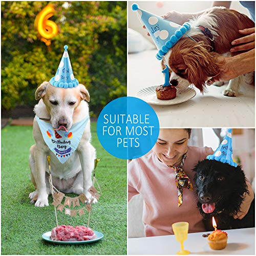 Ledoo Pañuelo para Perros Pañuelo de cumpleaños Pañuelos en la Cabeza ALGODÓN Pañuelo Triangular para Perros medianos y Grandes Decoraciones de cumpleaños Set