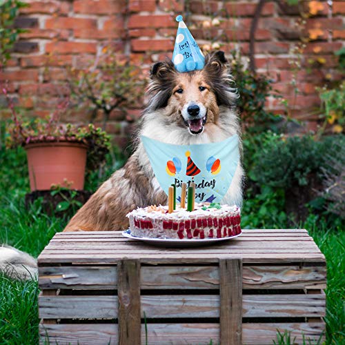 Ledoo Pañuelo para Perros Pañuelo de cumpleaños Pañuelos en la Cabeza ALGODÓN Pañuelo Triangular para Perros medianos y Grandes Decoraciones de cumpleaños Set