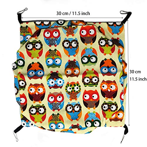 LeerKing Hámster Hamaca de 3 Capas Cama Colgante de Animales Pequeños Verano Hamaca Suave y Delgada Túnel para Chinchillas Suger Glider Play Rest, Búho, 30 * 30cm