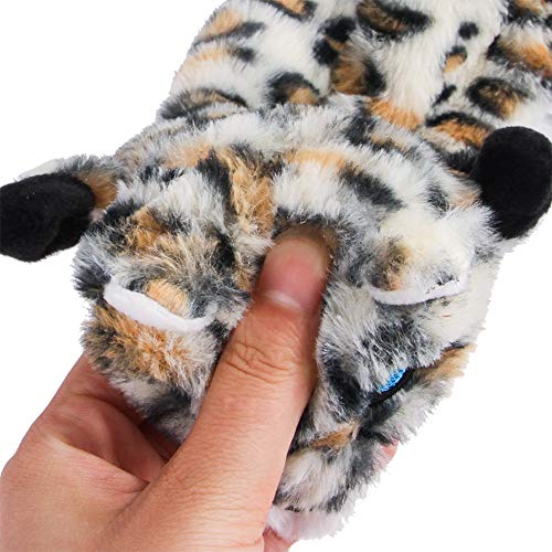 LeerKing Juguete para Masticar Perros Sin Relleno Peluche Chirriante Juguete para Perros Mascota Cachorro con 3 PCS Adorable Animal Looking Tiger Leopard Lion